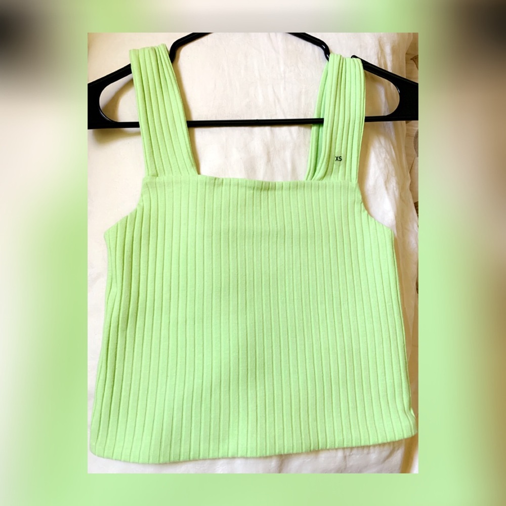 AE square neck cropped tank top women’s neon green